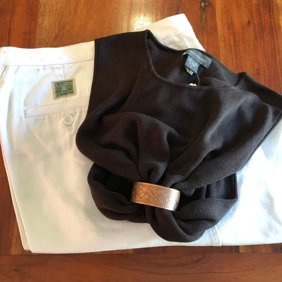 VTG Ralph Lauren White Khaki 12 Cotton - Picture 2 of 16